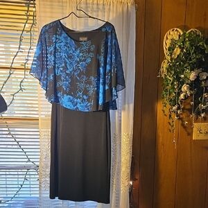 Connected Apparel Blue and Black Mini Dress